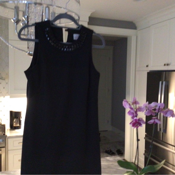 Jesse Ryan mod A line little black dress with mod stones at throat size small🖤 - Picture 5 of 17